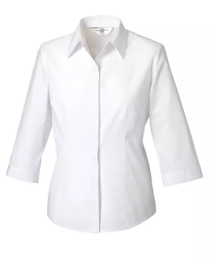 Ladies' 3/4 Sleeve Polycotton Easy Care Fitted Poplin Shirt