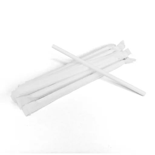 8 x 200mm Wrapped Paper Straw White