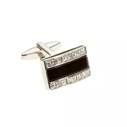 Onyx & Crystal Rectangular Cufflinks