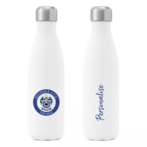 Rochdale AFC Crest Insulated Water Bottle - White