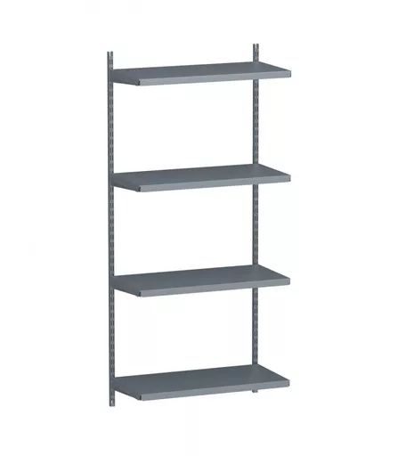 1620mm Silver Twin Slot Shelving Kit with 4 60x30 cm Silver Metal Shelves