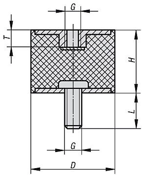Rubber Metal Buffer. Anti Vibration Mount. 8mm Diameter. 8mm High. M3 & M3x6mm Thread. Steel.