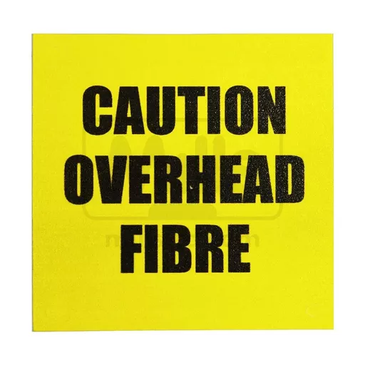 Caution Overhead Fibre Self Adhesive Labels Pack of 10