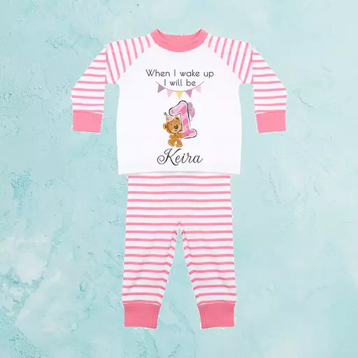 Personalised When I Wake Up Pink Bear Pyjamas