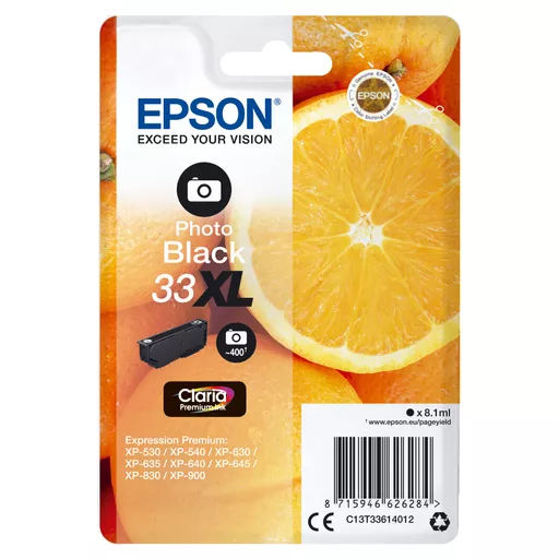 Epson C13T33614012/33XL Ink cartridge foto black high-capacity, 400 pages ISO/IEC 19752 400 Photos 8,1ml for Epson XP 530