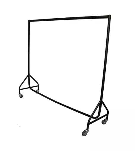 6ft Black Reinforced Heavy Duty Clothing Rail with 75mm Castors
