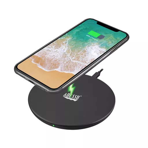 Adesso AUH-1010 mobile device charger Universal Black USB Wireless charging Fast charging Indoor