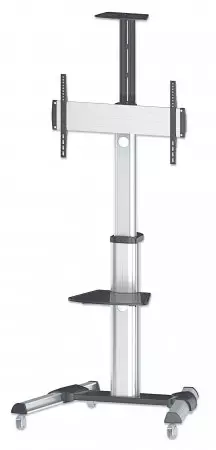 Manhattan TV & Monitor Mount, Trolley Stand, 1 screen, Screen Sizes: 37-65", Silver, VESA 200x200 to 600x400mm, Max 50kg, LFD, Lifetime Warranty