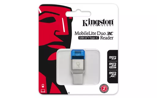 Kingston Technology MobileLite Duo 3C card reader USB 3.2 Gen 1 (3.1 Gen 1) Type-A/Type-C Blue, Silver