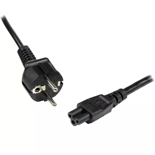 StarTech.com 1m (3ft) Laptop Power Cord, EU Schuko to C5, 2.5A 250V, 18AWG, Notebook / Laptop Replacement AC Cord, Power Brick Cord, Laptop Charger Cable, Clover Leaf/Mickey Mouse Power Cord