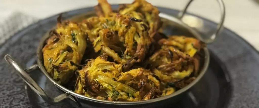 Onion Bhajis with Mint Raita