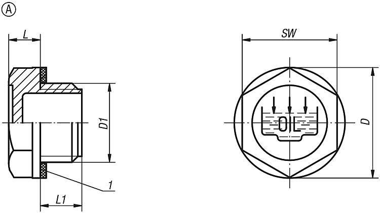Screw Plug Without Vent. With Fill Symbol. 1/4