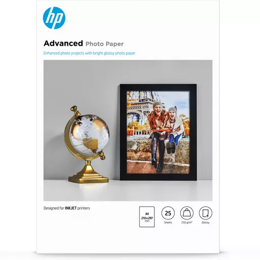 HP Advanced Glossy Photo Paper-25 sht/A4/210 x 297 mm