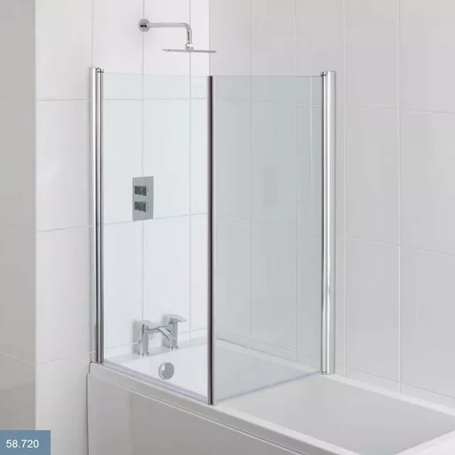 Type 1 6mm 1400mm Height Across Bath Screen for 750mm Wide Baths - Chrome