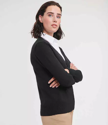 Russell Athletic Collection Ladies Cotton Acrylic V Neck Cardigan