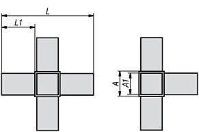 Tube Connector Plug. 5 Way. To Suit 30mm Square Tube. Plastic.