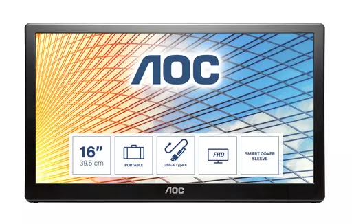 AOC 59 Series E1659FWU LED display 39.6 cm (15.6") 1366 x 768 pixels Black