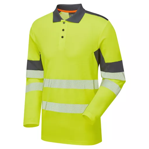 SYH-305- System-Hi-Vis-Yellow-Navy-CottonCool-Long-Sleeve-Polo-With-Segmented-Tape-Front Angle Left.jpg.png