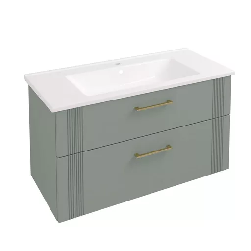 Cranham 100 Wall Hung Vanity Unit  Sage Green