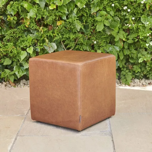 Lush Leather Cube Footstool