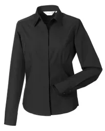 Ladies' Long Sleeve Polycotton Easy Care Fitted Poplin Shirt