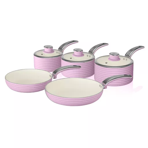 Retro 5 Piece Pan Set Pink