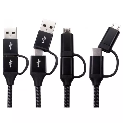 USB 2.0 Type C to Type C & USB Micro B Braided Cable (480Mbps, 15W)