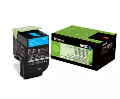 Lexmark 80C20C0/802C Toner-kit cyan return program, 1K pages ISO/IEC 19798 for Lexmark CX 310/410/510