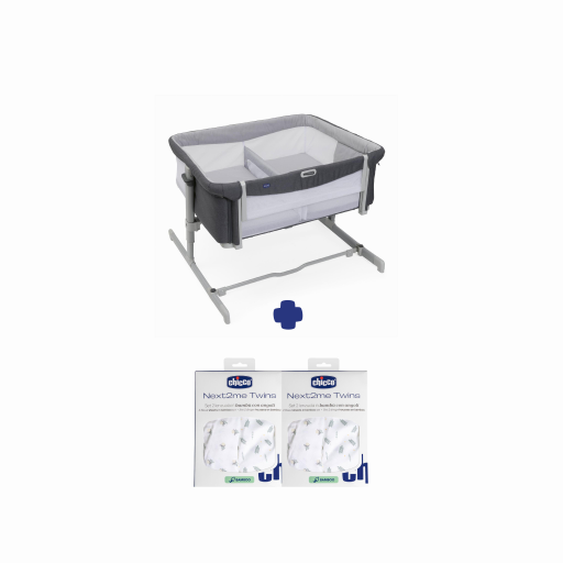 Chicco White Next2me Twins Starter Set Bundle