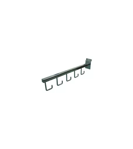 Chrome Straight Square Arm with 5 Hooks for Slatwall
