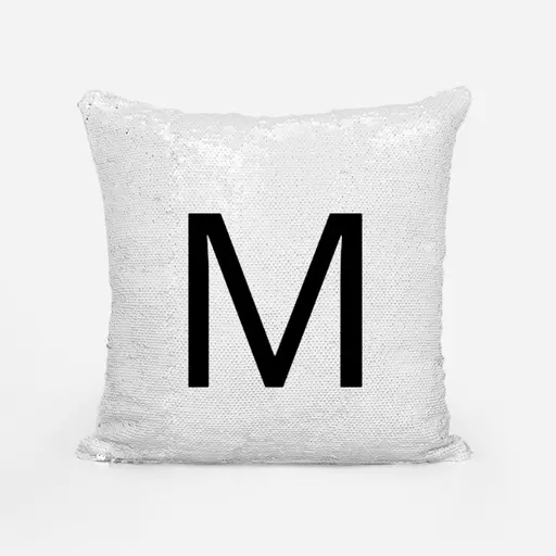 Personalised Sequin Magic Cushion For Him – Custom Initial "M" & Name Gift