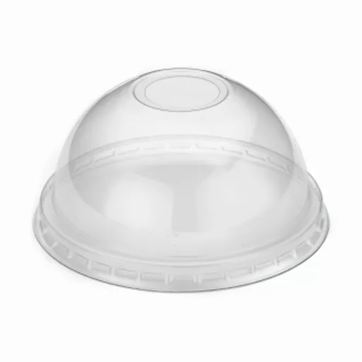 9OZ CLEAR RPET DOMED PAPER COLD CUP LID WITH HOLE - (1X1000)