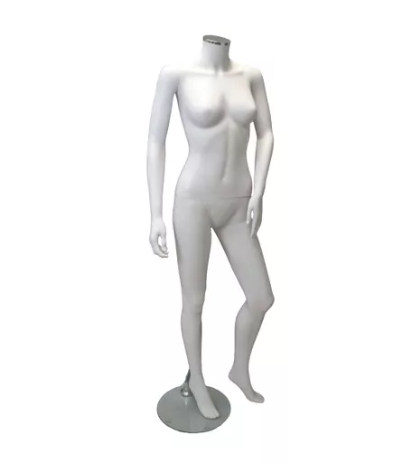 Capri Range Female Matt White Headless Mannequin - Leg forward