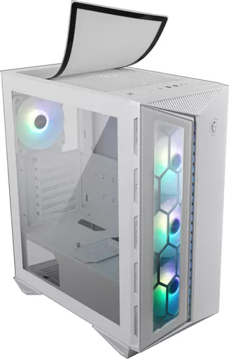 MSI MPG GUNGNIR 110R WHITE Mid Tower Gaming Computer Case 'White, 4x 120mm ARGB Fan, 1 to 6 ARGB Control board, USB Type-C, Tempered Glass, Center, ATX, mATX, mini-ITX'