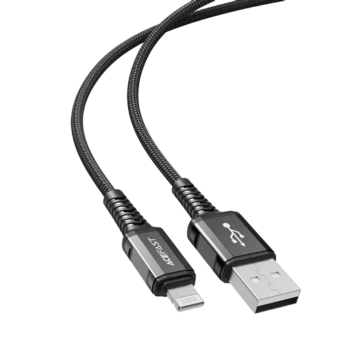 Acefast - 1.2m (2.4A) USB to MFI Lightning Braided Cable - Black