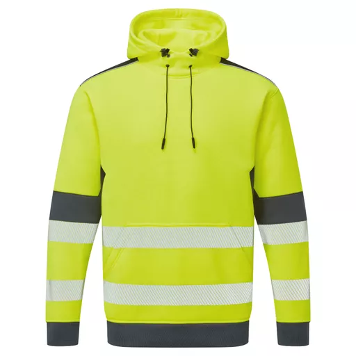 SYS702-YN-System-Hi-Vis-Eco-Yellow-Navy-Hoodie-Front straight on With Segmented Tape.png