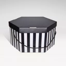 5301085 Black and white corrugated cardboard hat box with matt lamination.jpg