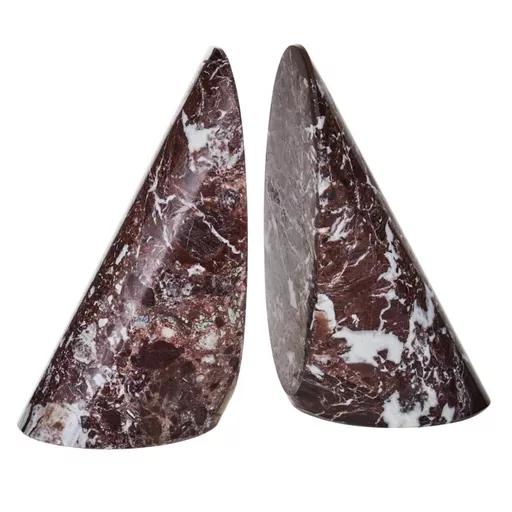 Red Marble Bookends, Salmo, Set of 2