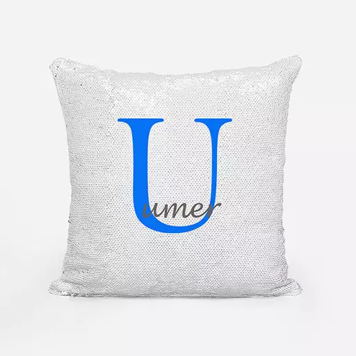 Personalised Sequin Magic Cushion For Him – Custom Initial "U" & Name Gift