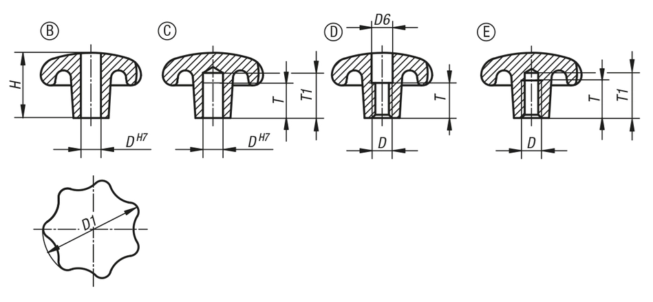 Star Grip. Blank. 63mm Grip Diameter. Cast Iron.