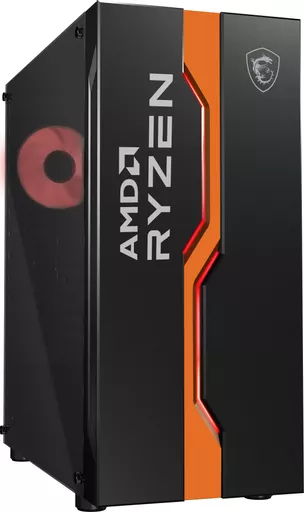 MSI MAG VAMPIRIC 011C Mid Tower Gaming Computer Case 'Black AMD RYZEN Edition, 1x 120mm RGB Fan, RGB Front Panel, Tempered Glass Panel, ATX, mATX, mini-ITX'