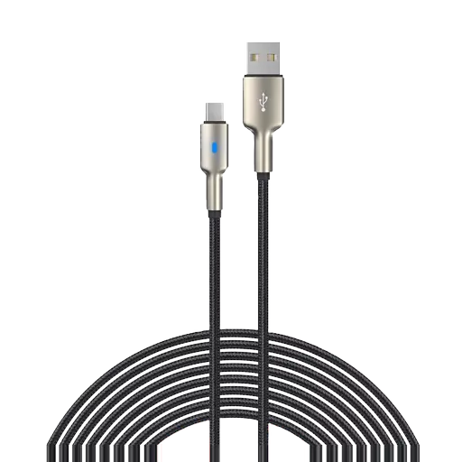 Devia - 1.5m (2.4A) Nylon Braided USB to USB-C LED Indicator Cable - Black