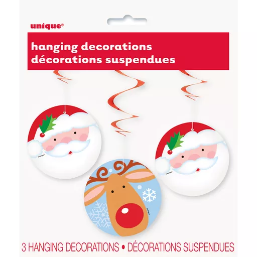 Santa & Reindeer Hanging Swirls