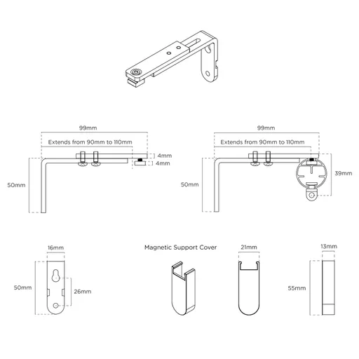 28mm Styleline 90-110mm Premier Extn Arm Support and Cover Line Drawing.jpg