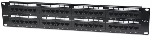 Intellinet Patch Panel, Cat6, UTP, 48-Port, 2U, Black