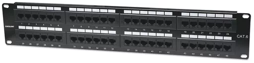 Intellinet Patch Panel, Cat6, UTP, 48-Port, 2U, Black