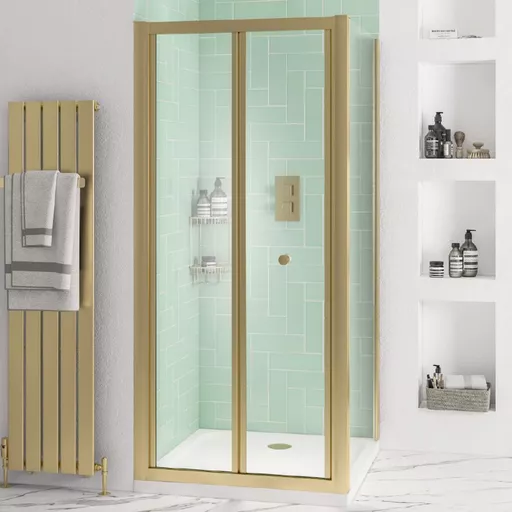 Volente 1850 x 900mm Bi-Fold Shower Door - Brushed Brass