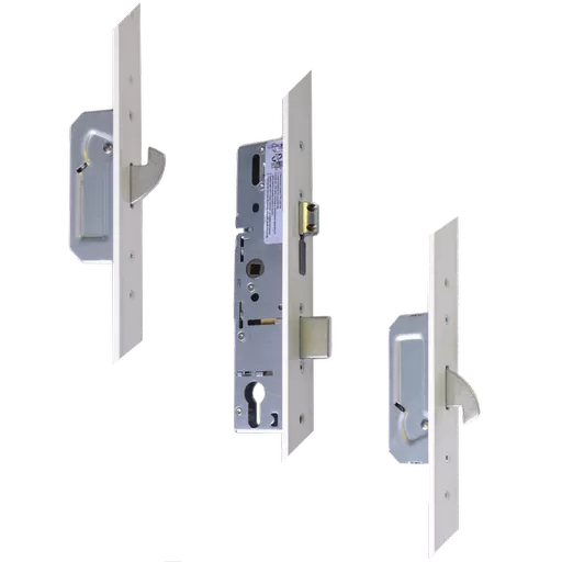 ERA Trimlock Lever Operated Latch & Deadbolt Split Spindle With 2 Hooks & 44mm White Faceplate