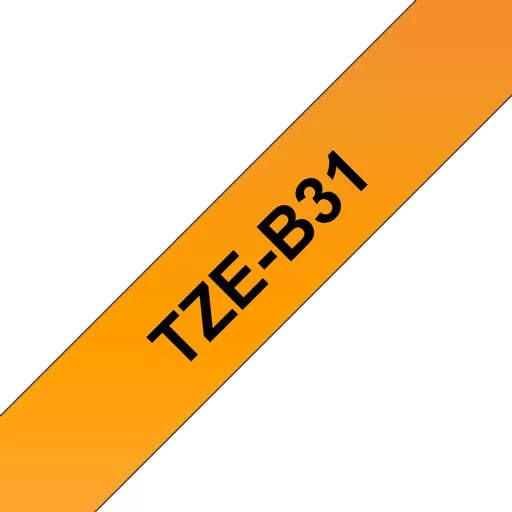 Brother TZE-B31 DirectLabel black on orange Laminat 12mm x 5m for Brother P-Touch TZ 3.5-18mm/6-12mm/6-18mm/6-24mm/6-36mm