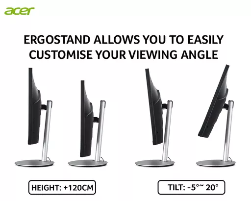 Acer CB2 CB272smiprx 27 inch FHD Monitor (IPS Panel, FreeSync, 75Hz, 1ms, Height Adjustable Stand, DP, HDMI, VGA, Silver/Black)